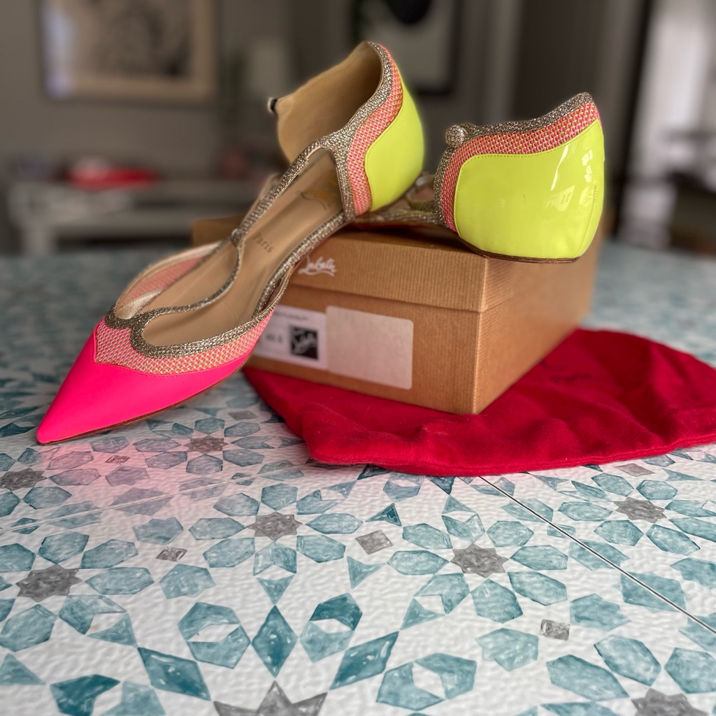 Gorgeous Neon & Glitter Christian Louboutin Mrs Early Flat 40.5